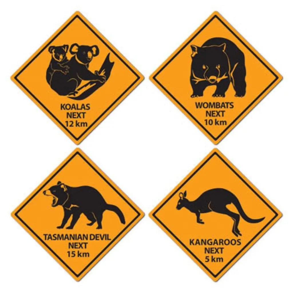 Australian Outback Road Sign Cutouts 4pk