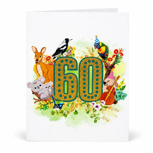 Australian themed 60th birthday floral card cover