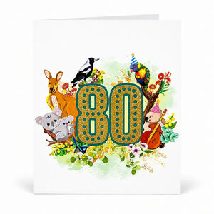 Golden 80 pop up card with Australian animals