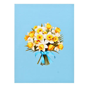 Handmade Yellow Daffodil Flower Bouquet 3D Floral Pop Up Greeting Card cover