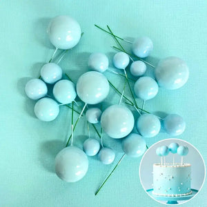 Baby blue deco foam ball cake topper set