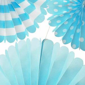 Baby Blue Hanging Decorative Paper Fan 4 Pack