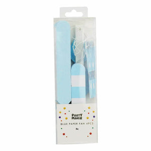 Baby Blue Hanging Decorative Paper Fan 4 Pack