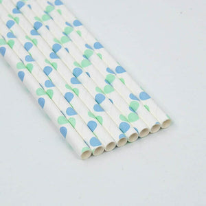 Baby Blue Polka Dots Paper Party Straws 8 Pack