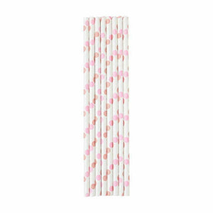 Baby Pink Polka Dot Paper Party Straws 8 Pack