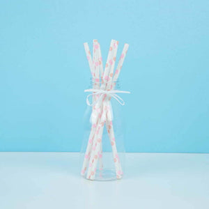 Baby Pink Polka Dot Paper Party Straws 8 Pack