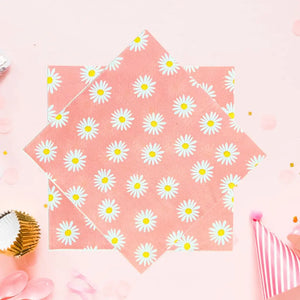 Baby Pink Daisy Flower Paper Lunch Napkins 10pk