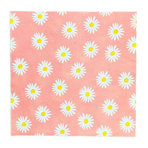 Baby Pink Daisy Flower Paper Lunch Napkins 10pk