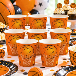 Orange and red basketball party cup for sports birthdays