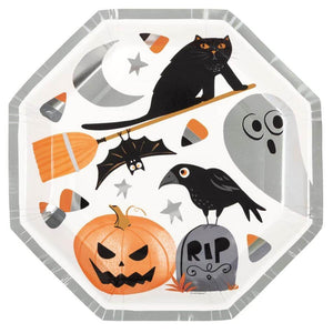 Bat & Boos Halloween Octagonal Paper Plates 23cm 8pk
