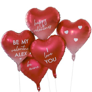Customisable Red Heart Valentines Balloons with Stickers 5pk