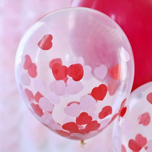 Pink, Red and Confetti Valentines Balloons Bundle 5pk