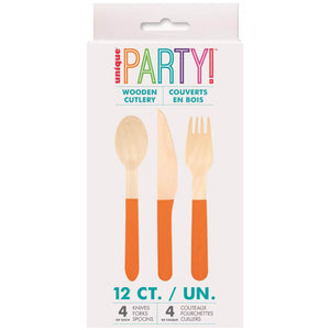 Eco-friendly disposable orange cutlery for themed events