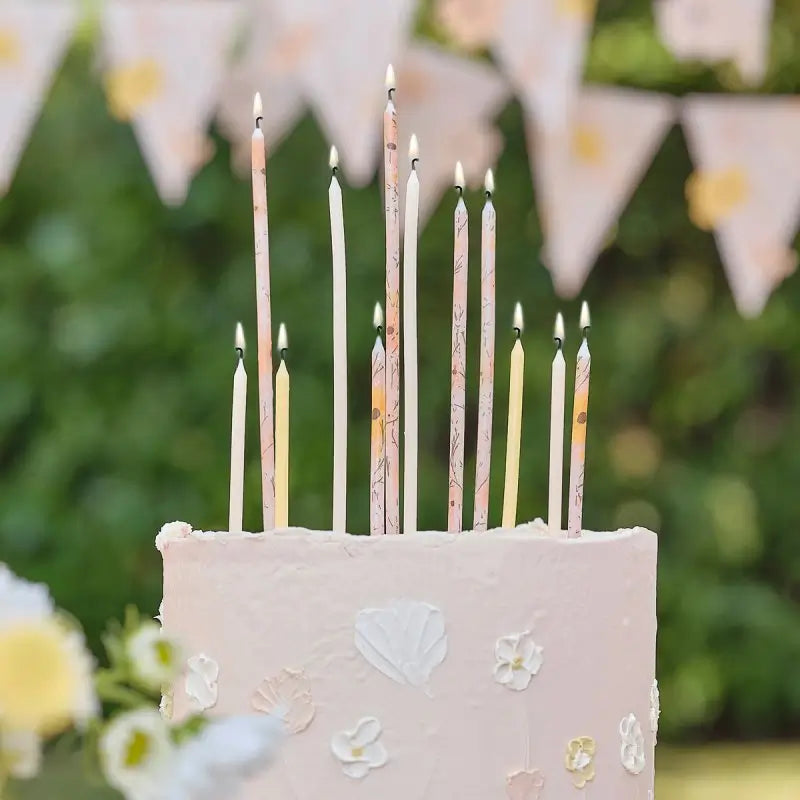 Floral Birthday Bloom Tall Candles 12pk