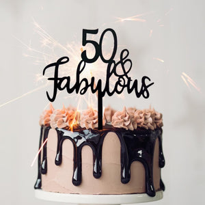 Acrylic Black '50 & Fabulous' Cake Topper birthday cake decorations