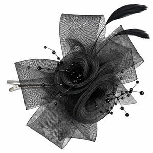 Amy Black Flower Fascinator Hair Clip