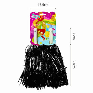 Fluffy black cheer pom poms with handle for dance and cheerleading