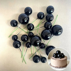 Shiny Black Cake Decorating Balls Assorted Sizes