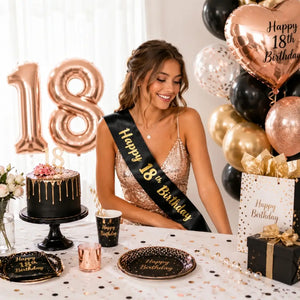 Black Happy 18th Birthday Party Sash