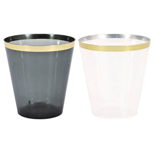 Black and gold themed shot glasses