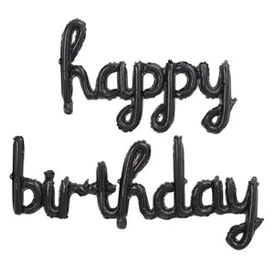 Black 'happy birthday' Script Balloon Banner Set