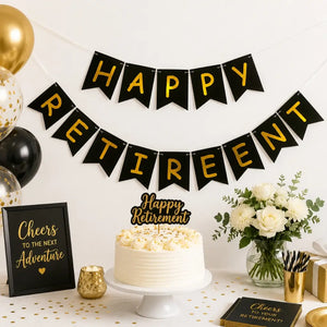 Black HAPPY RETIREMENT Paper Bunting