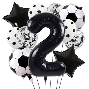 Soccer party balloon bundle in black and white colours number 2