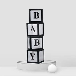 Black Balloon Cube Box trasparent windows with Letter
