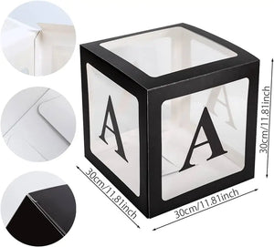 Black Balloon Cube Box trasparent windows with Letter