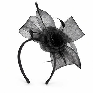 Tilly black flower fascinator headband