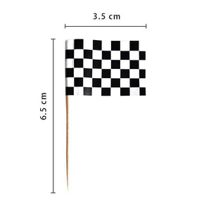 Black & White Checkered Flag Cupcake Picks 24 Pack
