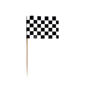 Black & White Checkered Flag Cupcake Picks 24 Pack