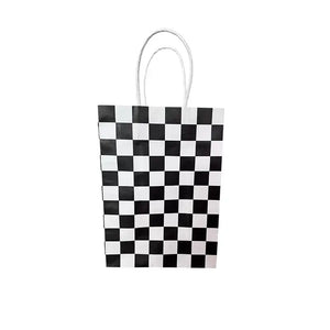 Black & White Checkered Paper Gift Bags 4pk