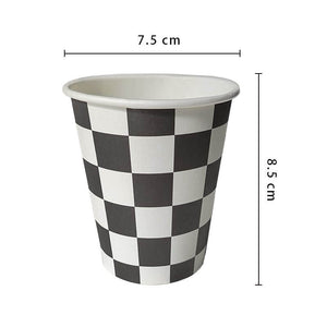 Black & White Checkered Paper Party Cups 266ml 8 Pack