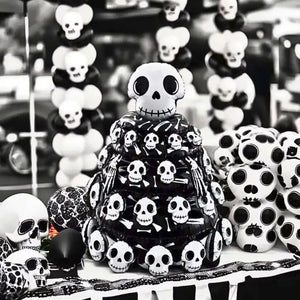 Jumbo 3D Freestanding Skull Pile Foil Balloon – Halloween Skull Decoration