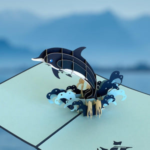 Handmade Online Party Supplies Baby Dolphin Jumping Pop Up Greeting Card