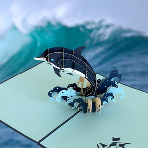 Handmade Online Party Supplies Baby Dolphin Jumping Pop Up Greeting Card