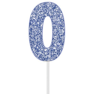 Blue glitter number 0 birthday cake topper