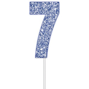 Blue glitter number 7 birthday cake topper
