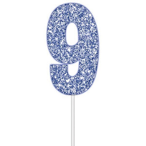 Blue glitter number 9 birthday cake topper