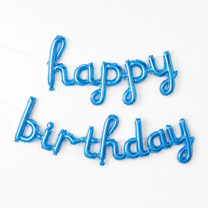 Blue 'happy birthday' Script Balloon Banner Set