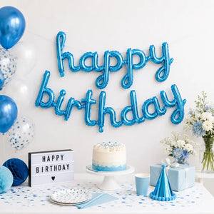 Blue 'happy birthday' Script Balloon Banner Set