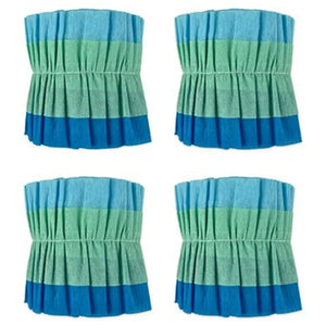 Four blue ombre ruffled paper streamers measuring 3m each