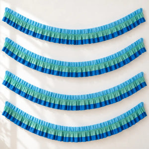 Blue Ombre Ruffled Paper Streamers 3m 4 Pack