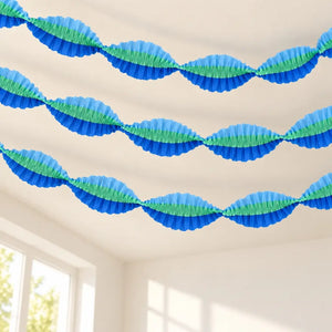 Blue Ombre Ruffled Paper Streamers 3m 4 Pack