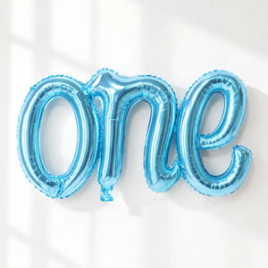 Blue 'one' Script First Birthday Party Foil Balloon