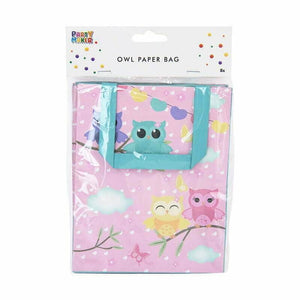 Blue & Pink Owl Paper Gift Bags 8 Pack