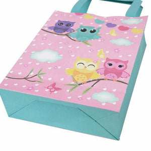 Blue & Pink Owl Paper Gift Bags 8 Pack