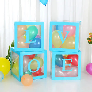 Blue Balloon Cube Box with Letter