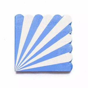Blue & White Candy Stripe Scallop Paper Napkins 16pk